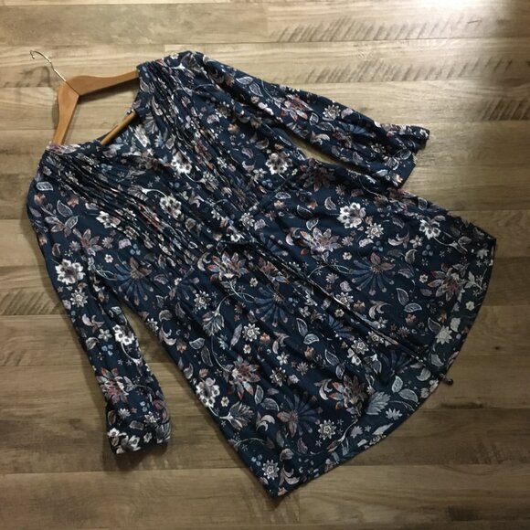 Hilary Radley Long Dark Floral Paradisaical Tunic Blouse - Picture 9 of 16